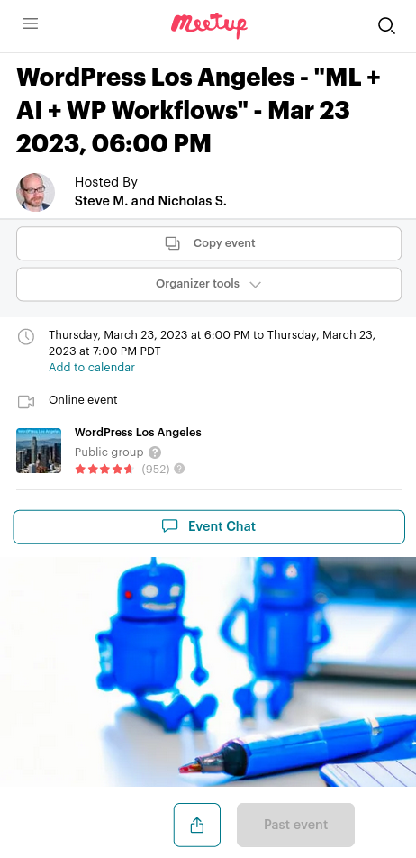 WordPress Los Angeles - "ML + AI + WP Workflows"- Mar 23 2023, 06:00 PM